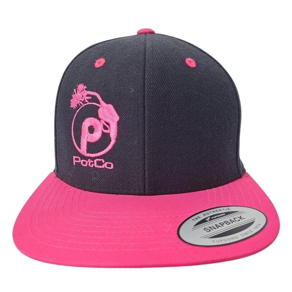 POTCO Baseball Hat Cap Snapback Pink Black Acrylic Wool Canvas
